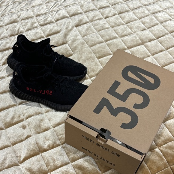 Adidas Yeezy Boost 350 Kids Sneakers - Black and Red